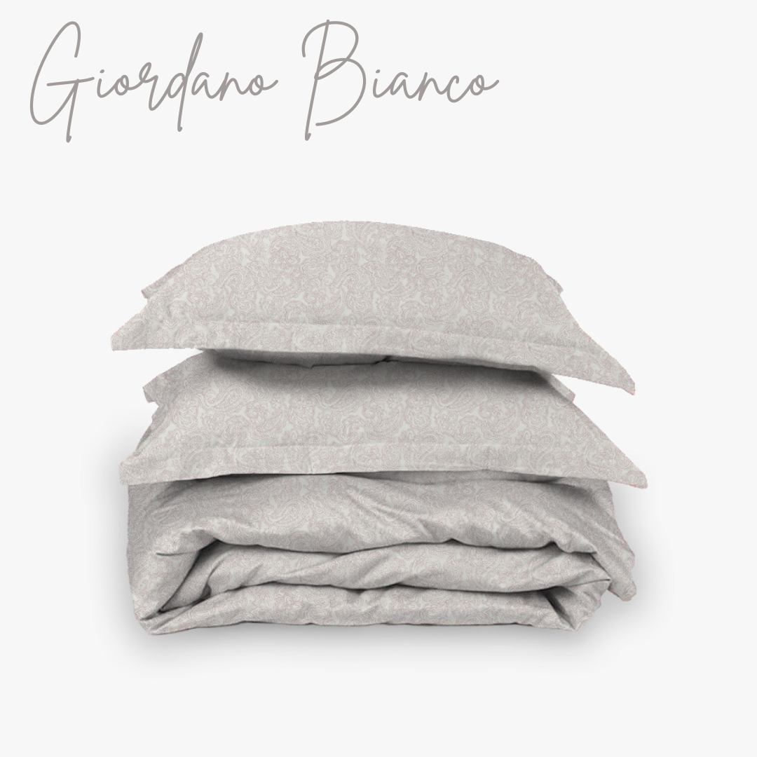 bianco Luxury Bedding Set – High-End Egyptian Home Decor Luxury paisley bedding set in soft earthy tones – premium duvet and pillows for elegant Egyptian bedrooms